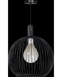 Lampe Pendante Ronde En Fil De Fer, 1 Point Lumineux 50cm, Noir