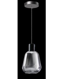 Lampe Pendante Ronde Noire Avec 1x Verre Fumé