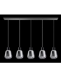 Lampe Pendante Beam Noir Avec Verre 5x Smoke