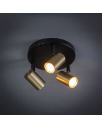 Spot Round Black Brass 3 Light Points