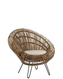 Chair Lounge Vivi With Cushion Rattan/iron Natural