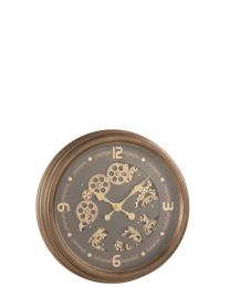 Clock Arabic Numerals Visible Mecanism Metal+glass Antique Gold