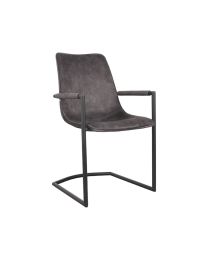 Dining Chair With Armrests In Anthracite Velour Upholstery - Per 2