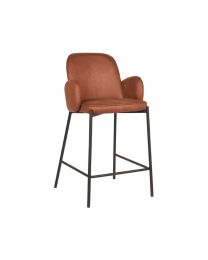 Bar Stool In Cognac Microfiber - Per 2