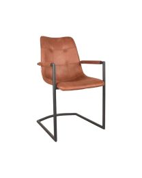 Dining Chair With Arm In Cognac Microfiber - Per 2