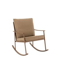 Chaise A Bascule Metal/textile Beige/marron Fonce