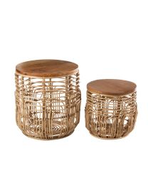 Set Of 2 Sidetables Ellen Rattan Natural