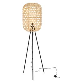 Lampe Trepied Ronde Bambou Metal Naturel/noir