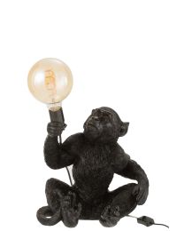 Lampe Singe Assis Resine Noir