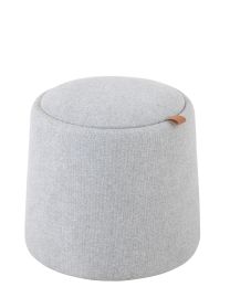 Pouf/sidetable Round Textile/wood Light Grey - Per 2