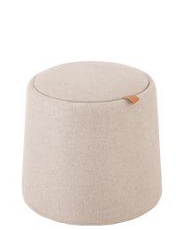 Pouf/sidetable Round Textile/wood Beige - Per 2