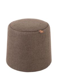 Pouf/sidetable Round Textile/wood Brown