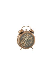 Clock Alarm Roman Numerals Gears Metal Copper Medium