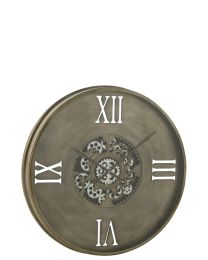 Horloge Ronde 4 Chiffres Romains Engrenage Metal Antique Cuivre