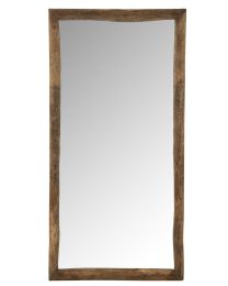 Wall Mirror Rectangle Wood Brown Large