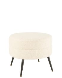 Pouf Rond Metal Pieds BouclÉ Blanc - Par 2