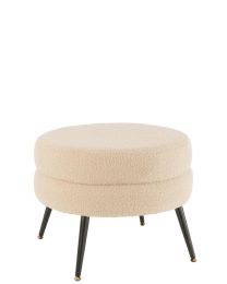 Pouf Rond Metal Pieds BouclÉ Chaud Beige - Par 2