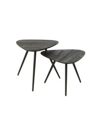 Set Of 2 Tables Triangle Recycle Teak Black