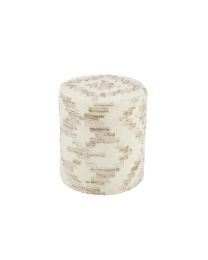 Pouf Cylinder Ethnic Patterns Wool/cotton Cream/beige