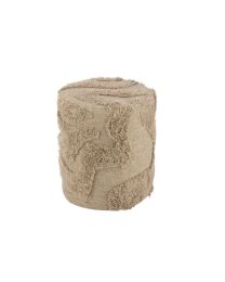 Pouf Cylinder Tufted Curves Wool Beige