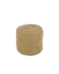 Pouf Cylinder Ethnic Patterns Cotton Sand