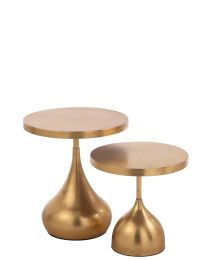 Set De 2 Table Gigogne Goutte Metal Or