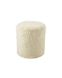 Pouf Cylinder Shaggy Polyester Cream