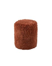 Pouf Cylinder Shaggy Polyester Brick