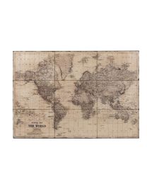 World Map Metal Antique Grey