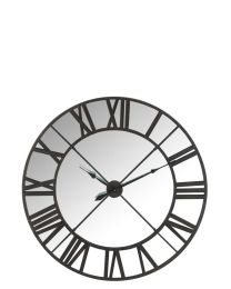 Horloge Miroir Chiffres Romains Metal Noir