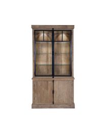 Vitrine Rustique élégante Avec Deux Portes En Verre Métallique, Offrant Un Aspect Intemporel. L'éclairage Led Intégré Sublime Vos Plus Belles Décorations, Les Mettant En Valeur Sous Un éclairage Captivant. Idéale Pour Les Salons Et Les Bureaux, Cette Vitr