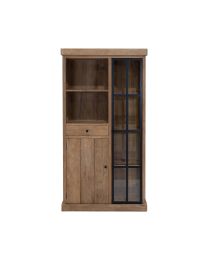 High Cabinet With Glass Door And Open Compartment / Door And Drawer