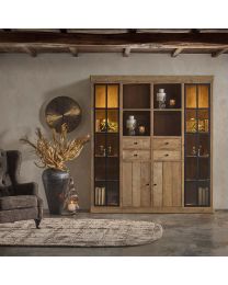 Armoire Unique En Bois De Teck Avec Deux Portes En Verre