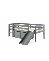 Pino Lot Avec Lit Compact Echelle, Toboggan Et  2 Tiroirs Pour Lit En Gris