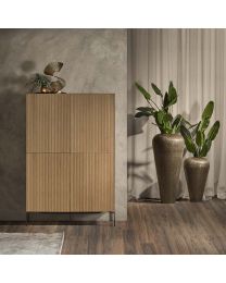 Contemporary Elegant Cabinet: Oak With Refined Line Profile And Metal Finish.