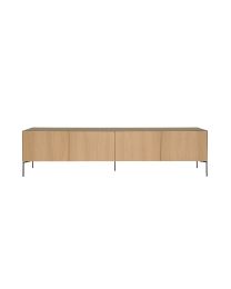 Stylish Tv Cabinet Made Of Oak With Lines And Metal Finish. 4 Doors, 221cm