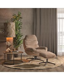 Relax Armchair With Footstool, Beige