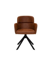 Swivel Arm Chair In Bull Brown Upholstery - Per 2