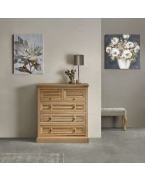 Cabinet In Weathered Oak. This Rustic Oak Cabinet Features 5 Convenient Drawers.