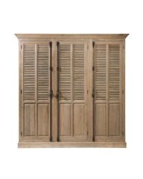 Country Closet In Oak, Weathered Finish. 3 Door Louvered Wardrobe.