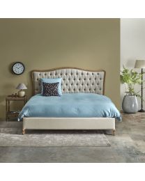 Bed 180 Linen Oak Gray Upholstered