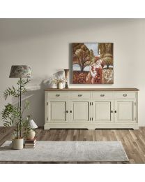 Buffet 4 Portes 4 Tiroirs Plateau Placage Teck