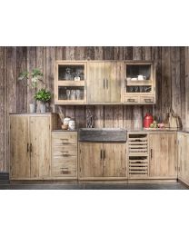 Modular Country Pool House Kitchen, Kitchen Cabinet With 3 Drawer And Natural Stone Top