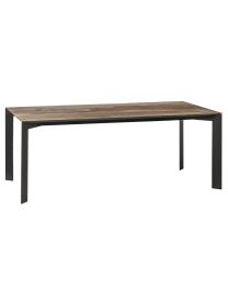 Table à Diner 250 Cm En Teck Recyclé, Piétement Métal