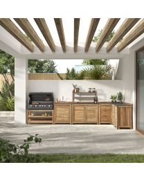 Outdoor Kitchen With Sink, In Teak Wood