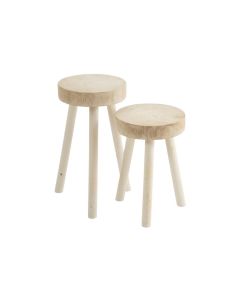 Set De 2 Tabourets Paulownia Bois Blanc