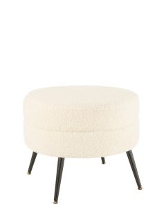 Pouf Rond Metal Pieds BouclÉ Blanc - Par 2