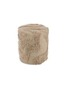 Pouf Cylindre TuftÉ Courbes Laine Beige