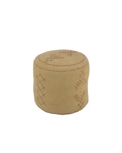 Pouf Cylindre Motifs Ethniques Coton Sable