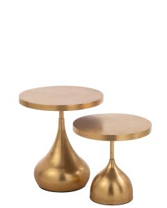 Set De 2 Table Gigogne Goutte Metal Or